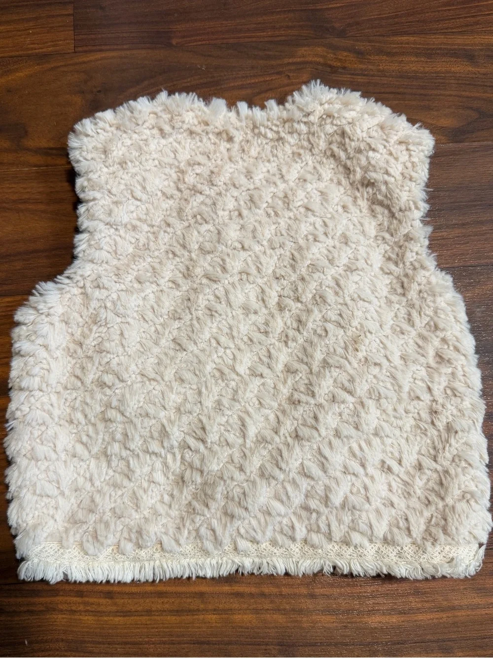 OshKosh B'gosh Cream Faux-Fur Vest with Braided Accent